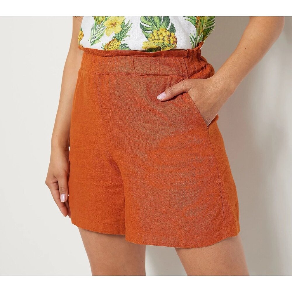 J Jason Wu Linen Pull On Shorts Size 3X Terracotta A499660